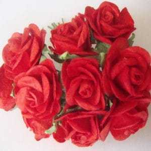 Mulberry Paper Roses (1 inch) - Red