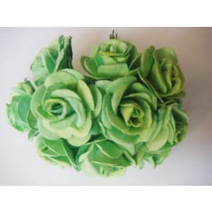 Mulberry Paper Roses (1 inch) - Green (Pack of 10 flowers)