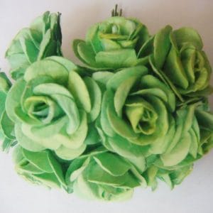 Mulberry Paper Roses (1 inch) - Green (Pack of 10 flowers)