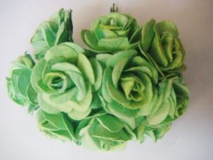 Mulberry Paper Roses (1 inch) - Green (Pack of 10 flowers)