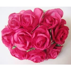 Mulberry Paper Roses (1 inch) - Pink (Pack of 10 flowers)
