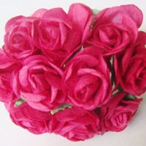 Mulberry Paper Roses (1 inch) - Pink (Pack of 10 flowers)