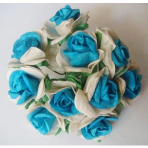 Mulberry Paper Roses (1 inch) - Blue and White