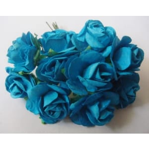 Mulberry Paper Roses (1 inch) - Blue (Pack of 10 flowers)