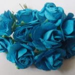 Mulberry Paper Roses (1 inch) - Blue (Pack of 10 flowers)