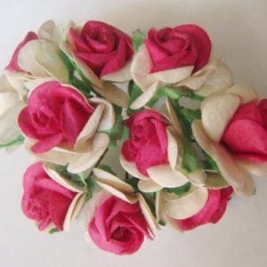 Mulberry Paper Roses (1 inch) - Pink and White