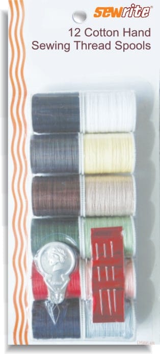 Sewrite 12 Spools Mercerized Cotton Thread With Needle & Threader D56648 Sewrite 12 Spools Mercerized Cotton Thread With Needle & Threader