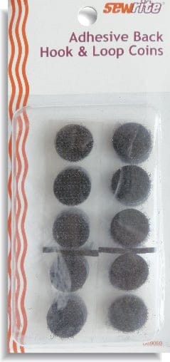 Sewrite Adhesive Back Hook & Loop Coins - Black D59069 Fasteners