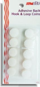 Sewrite Adhesive Back Hook & Loop Coins - White