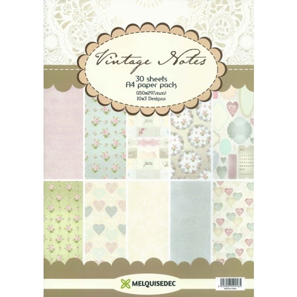 Assorted A4 Paper Pack - Vintage Notes (Set of 30 sheets)