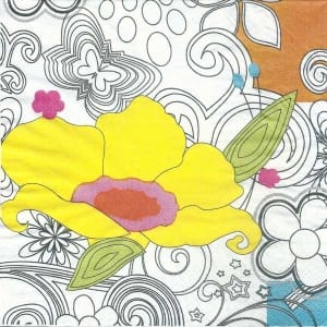 A pack of 12 by 12 inch Decoupage Napkins(5 pcs) - Floral Design 7
