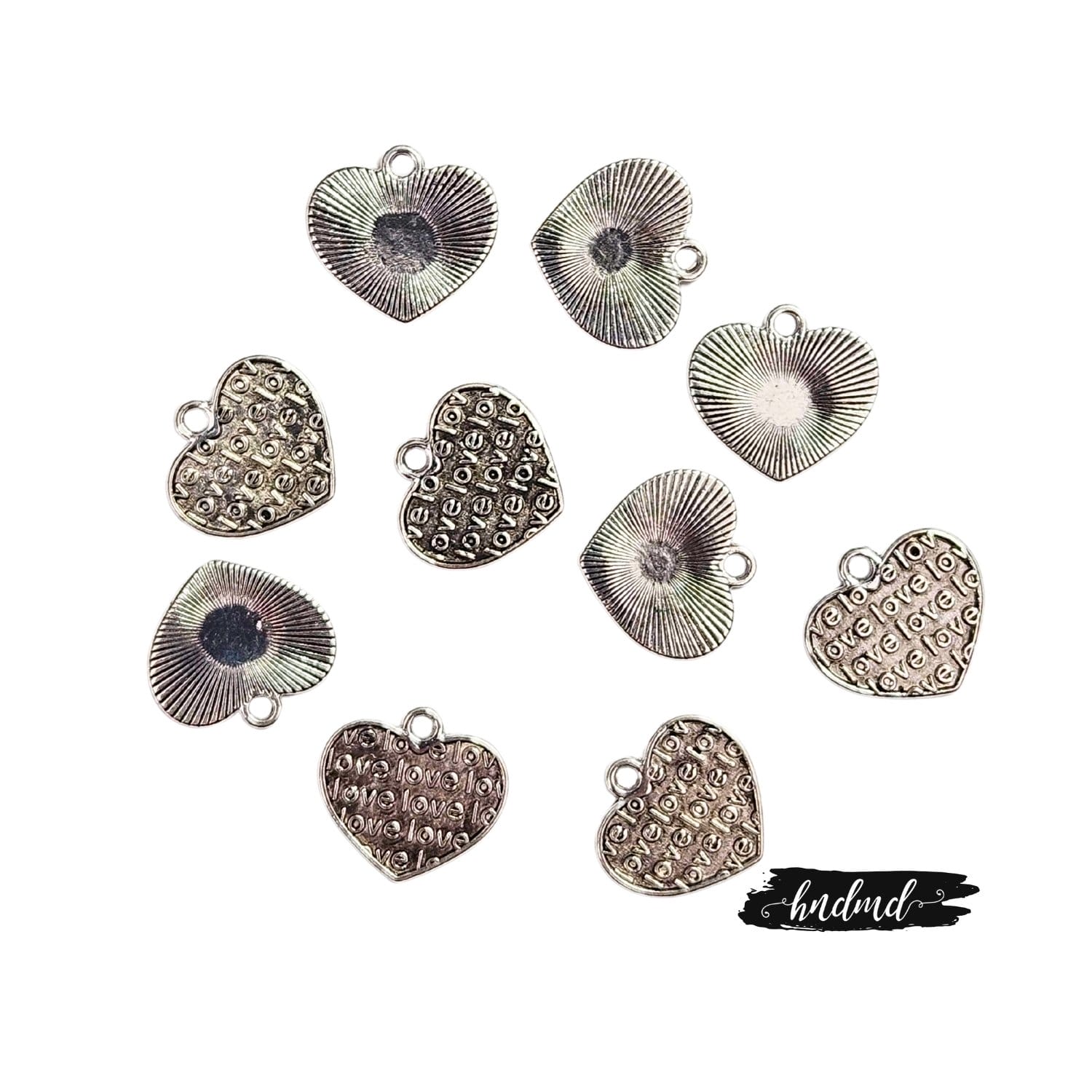 Metal Charms - Love Love Heart (Pack of 10) love heart2 metal charms 2 love_heart2_metal_charms_2