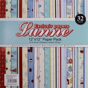 Assorted 12x12 Lunne Paper Pack - Out in the Sea (Set of 32 sheets)