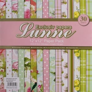 Assorted 12x12 Lunne Paper Pack - Tropical Flowers (Set of 30 sheets)