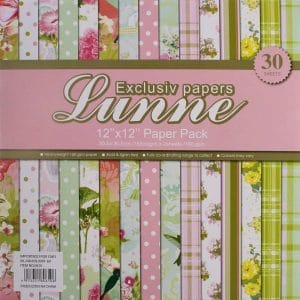 Assorted 12x12 Lunne Paper Pack - Tropical Flowers (Set of 30 sheets)