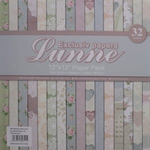 Assorted 12x12 Lunne Paper Pack - Shabby Chic Collection (Set of 32 sheets)
