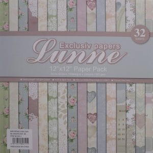Assorted 12x12 Lunne Paper Pack - Shabby Chic Collection (Set of 32 sheets)