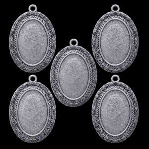 Metal Oval Bezels or Pendants (Pack of 5 pcs) (MC-5317)
