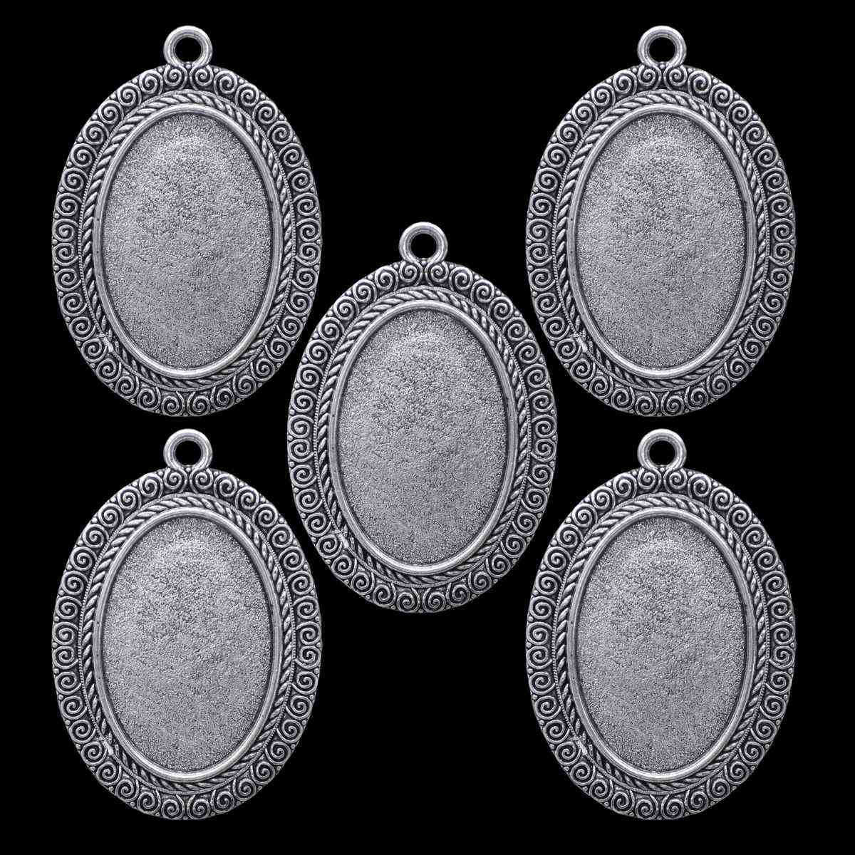 Metal Oval Bezels or Pendants (Pack of 5 pcs) (MC-5317) metal bezels pendants MC 5317 Metal Oval Bezels or Pendants (Pack of 5 pcs) (MC-5317)