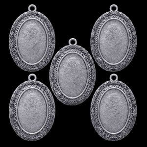 Metal Oval Bezels or Pendants (Pack of 5 pcs) (MC-5317)