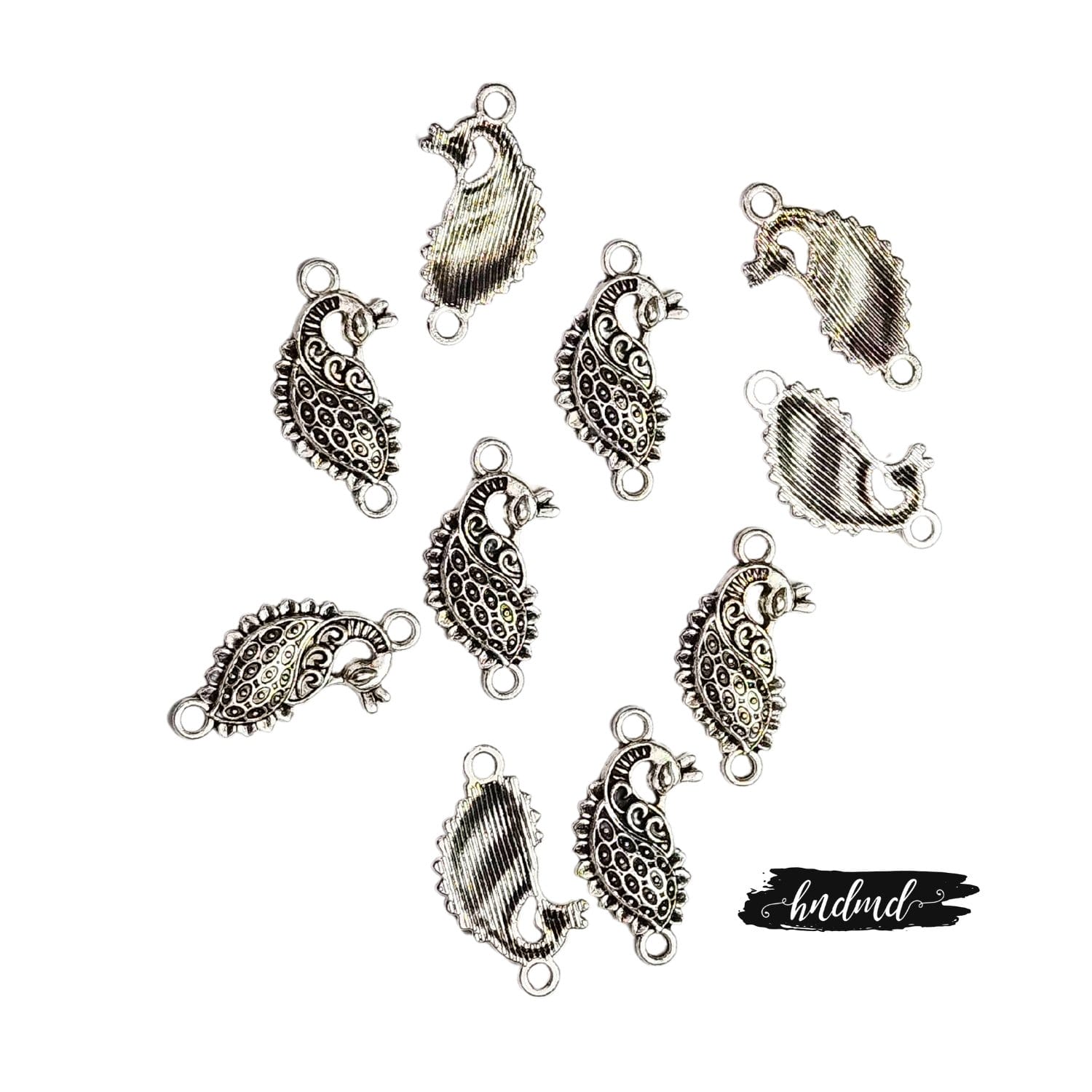 Metal Charms - Small Peacocks (Pack of 10) peacocks metal charms 1 Metal Charms - Small Peacocks (Pack of 10)