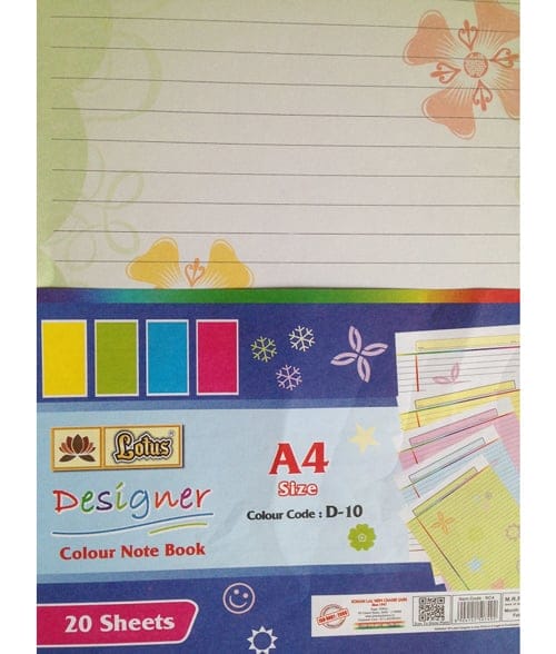 Lotus Designer Colour Sheets - A4 ( One Side Ruled) - 20 Sheets DsgnrOneSideRuled Lotus Designer Colour Sheets - A4 ( One Side Ruled) - 20 Sheets