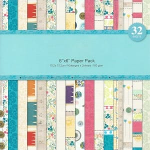 Assorted 6 by 6 Paper Pack - Brights (Set of 32 sheets)