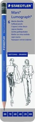 Staedtler Mars Lumograph Pencil (6 assorted degrees) Staedtler 100 G 6 Staedtler Mars Lumograph Pencil (6 assorted degrees)