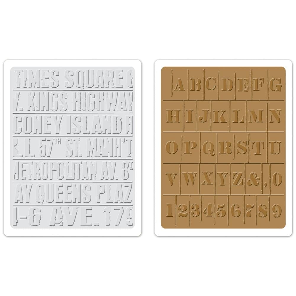 Sizzix Textured Impressions Embossing Folders 2PK - Subway and Stencil Set sizzix_texture_plates_subway_and_stencil_set