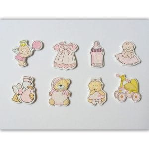 Baby Girl Wooden Embellishment Set (8 pcs)