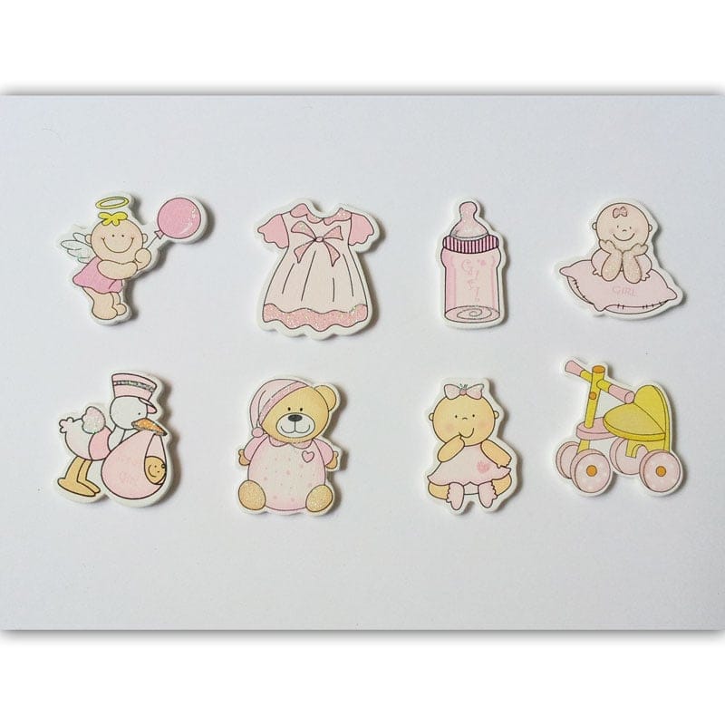 Baby Girl Wooden Embellishment Set (8 pcs) CABE 36 Baby Girl Wooden Embellishment Set (8 pcs)