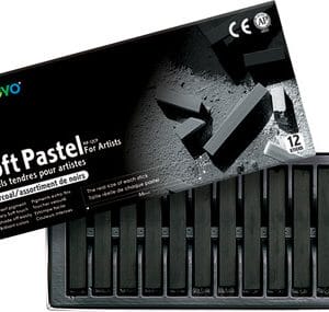 Mungyo Square Shaped Soft Pastel Crayon -General Series (12 assorted colors charcoal)