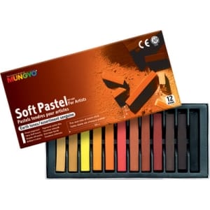 Mungyo Square Shaped Soft Pastel Crayon -General Series (12 assorted colors earthtone)