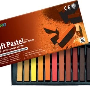 Mungyo Square Shaped Soft Pastel Crayon -General Series (12 assorted colors earthtone)