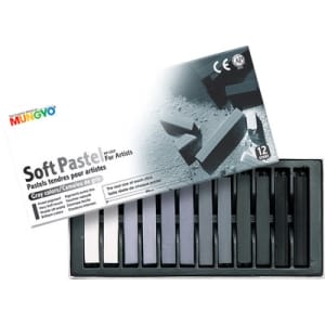 Mungyo Square Shaped Soft Pastel Crayon -General Series (12 assorted colors greytone)