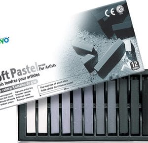 Mungyo Square Shaped Soft Pastel Crayon -General Series (12 assorted colors greytone)