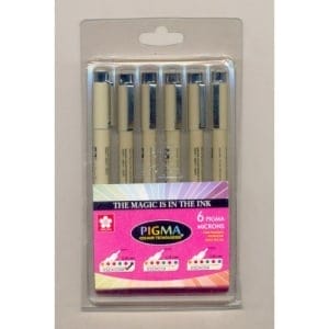 Sakura Pigma Micron - Set of 6 assorted colors(005 Point Size)
