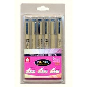 Sakura Pigma Micron - Set of 6 assorted colors(01 Point Size)