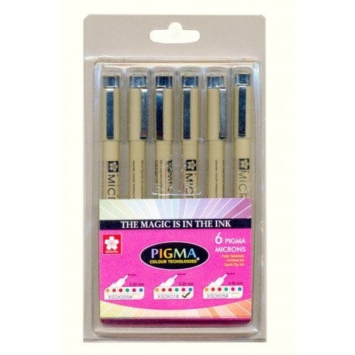 Sakura Pigma Micron - Set of 6 assorted colors(01 Point Size) 01 Sakura Pigma Micron - Set of 6 assorted colors(01 Point Size)
