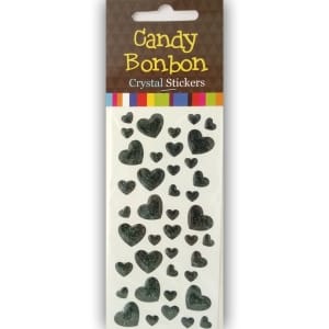 Crystal Stickers - Hearts (Black)