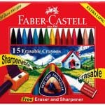 Faber Castell Erasable Plastic Crayons - Extra Long (Pack of 15)