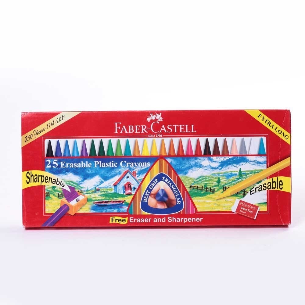 Faber Castell Erasable Plastic Crayons - Extra Long (Pack of 25) f1110202145025 Faber Castell Erasable Plastic Crayons - Extra Long (Pack of 25)
