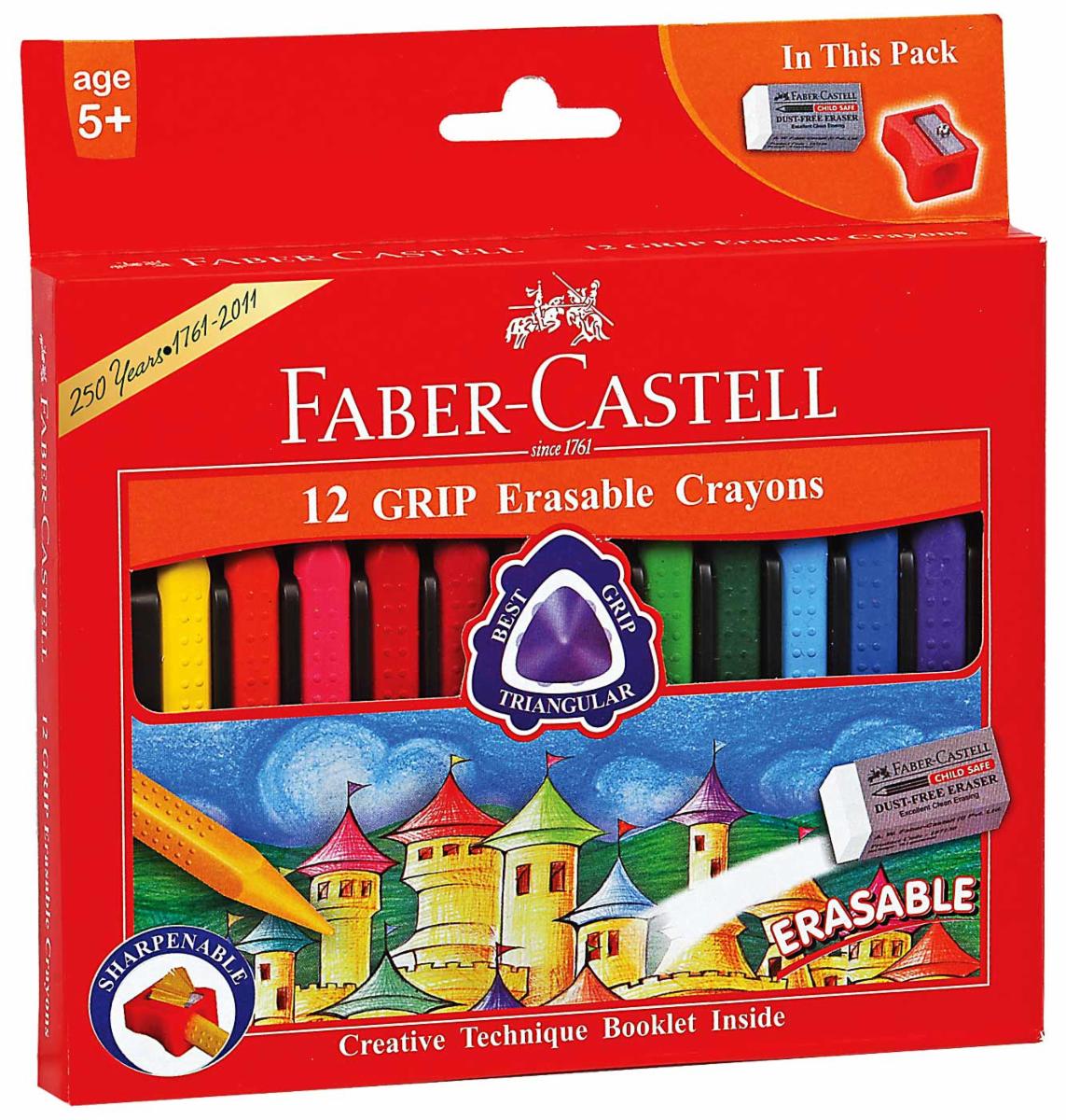 Faber Castell Erasable Grip Crayons (Pack of 12) f1110203150012 Faber Castell Erasable Grip Crayons (Pack of 12)