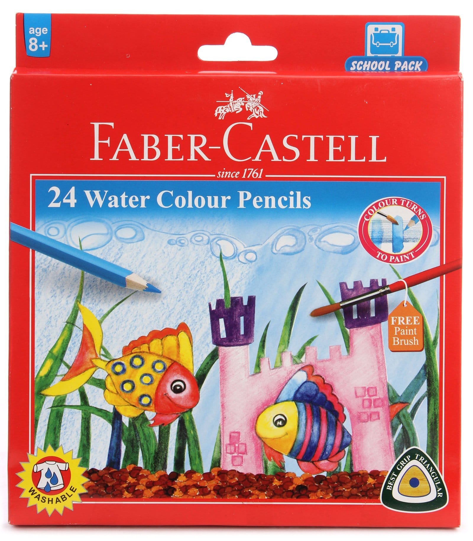 Faber Castell Triangular Water Colour Pencils - Set of 24 (Full-Length)