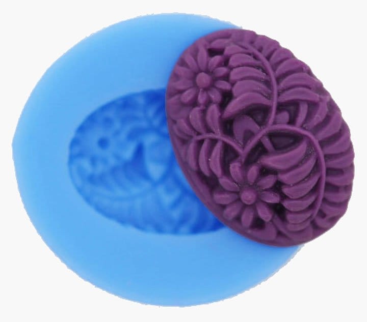 Floral Cameo Silicone Clay Mould (Design 2) camold161a Floral Cameo Silicone Clay Mould (Design 2)