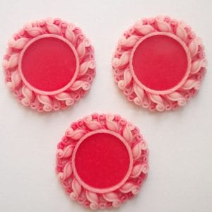 Resin Circular Cameo Frame (1.5 inch) - Design 1 - Red