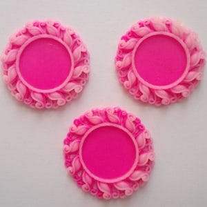 Resin Circular Cameo Frame (1.5 inch) - Design 1 - Pink