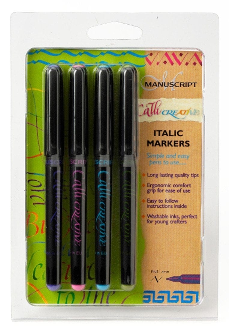 Manuscript Callicreative 4 Assorted Italic Marker Pens - Fine mm6602 4 Manuscript Callicreative 4 Assorted Italic Marker Pens - Fine