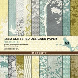 My Minds Eye Glitter Paper - Wildflower - 12X12 Paperpack (54 Sheets)