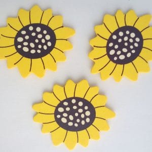 Wooden Die Cuts - Flowers - Yellow and Black (Pack of 5)